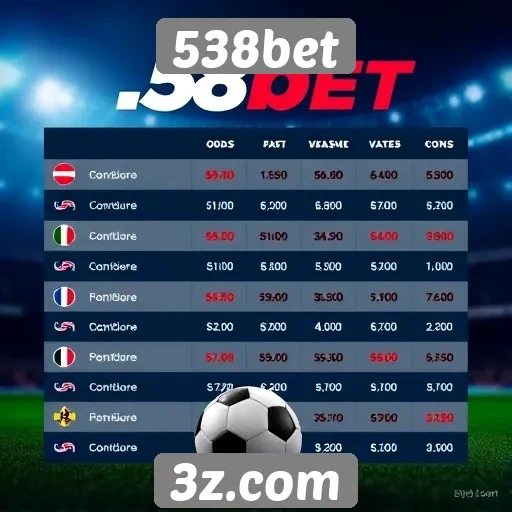 Comparação de odds entre 538bet e concorrentes